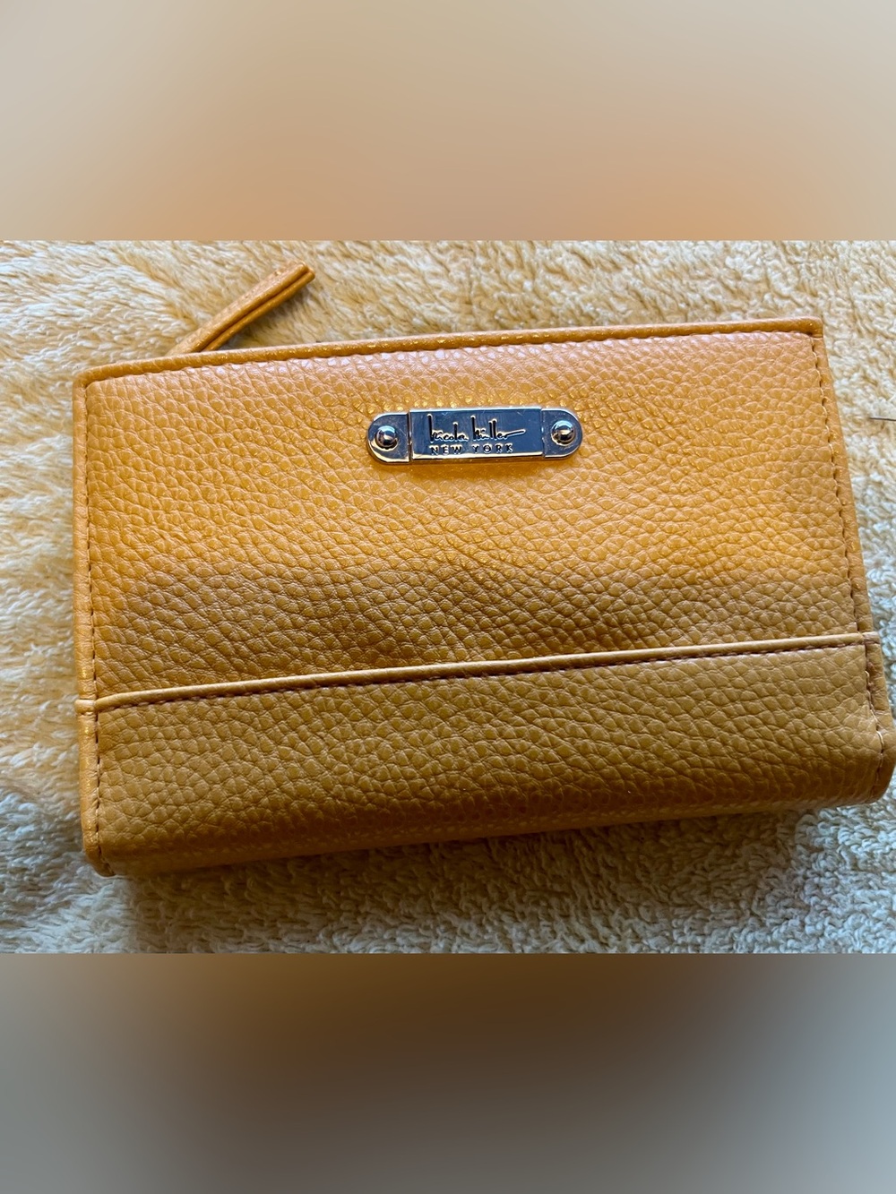 Nicole Miller Leather Zip Wallet in Mustard Yellow